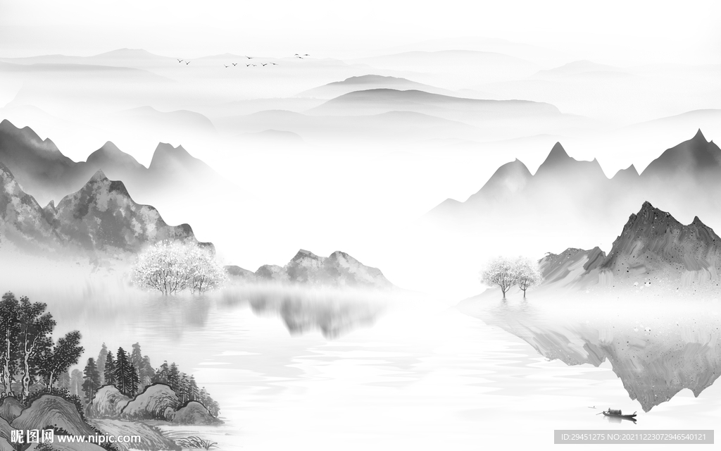 高雅山水电视背景 tif分层