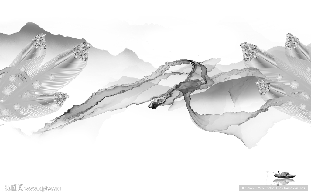 线条山水电视背景 tif分层