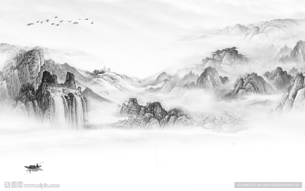 新款山水电视背景 tif分层