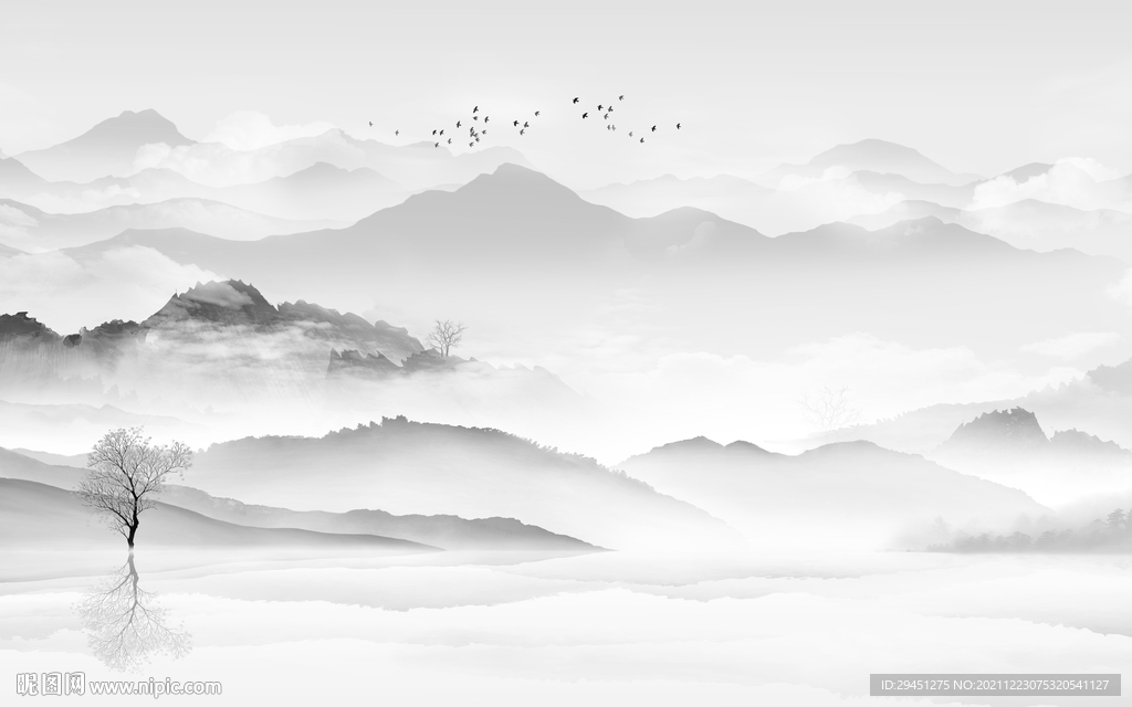 中式 山水电视背景 tif分层