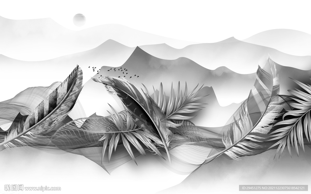 高端 山水电视背景 tif分层