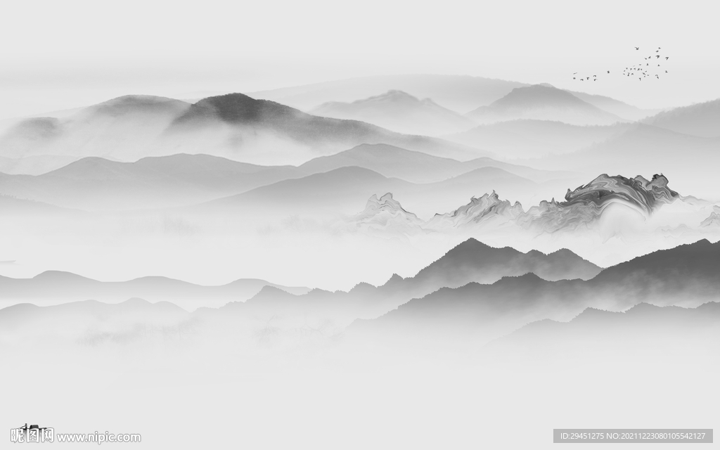 大气 山水电视背景 tif分层