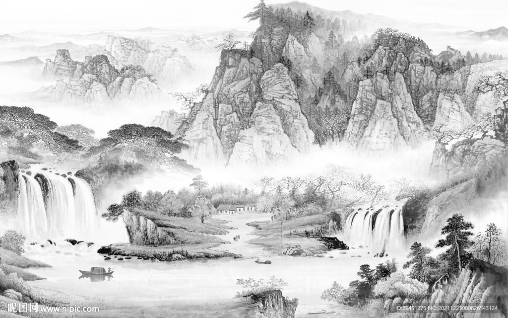 国画 山水电视背景 tif分层