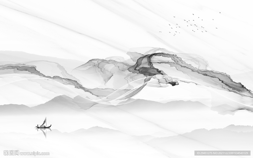 高档 山水灰色背景 tif分层