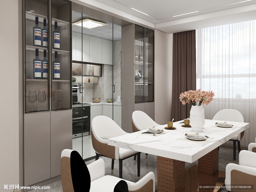 全屋定制现代餐边柜效果图图片