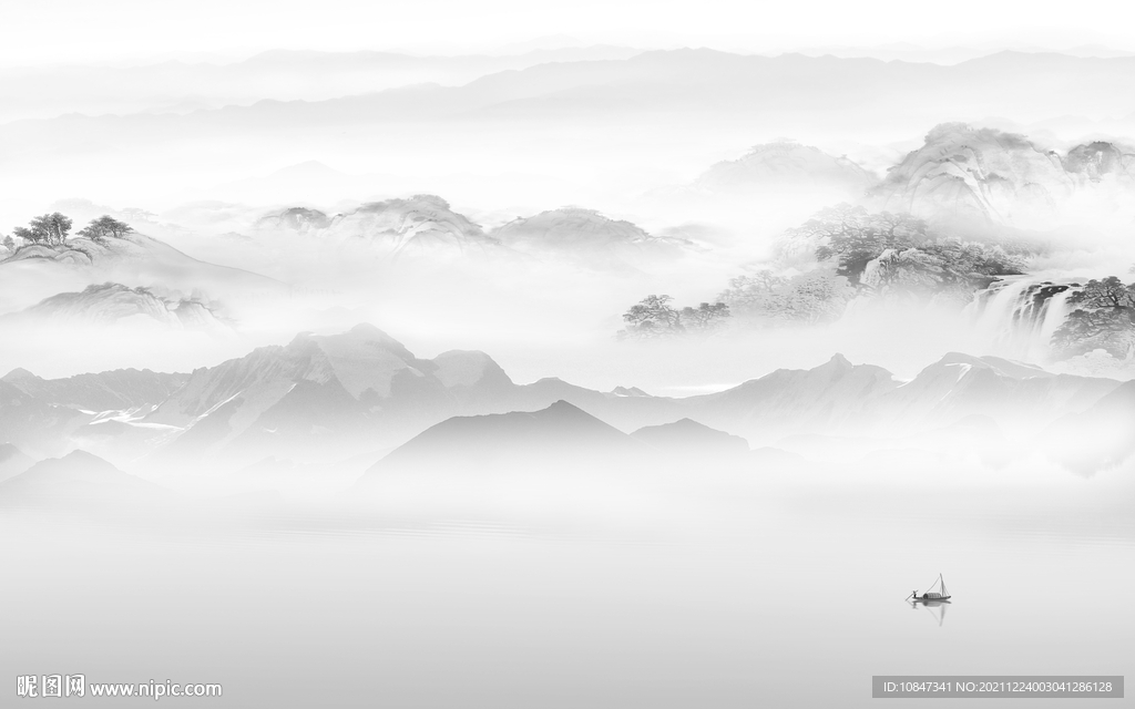 新款灰色背景山水 TIF分层