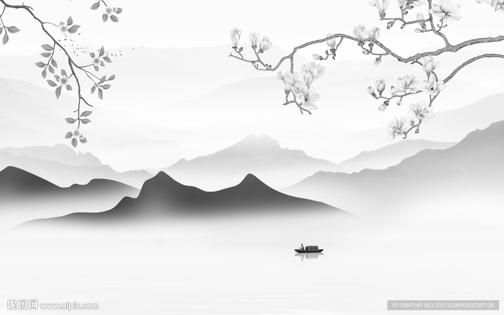 意境灰色背景山水 TIF分层