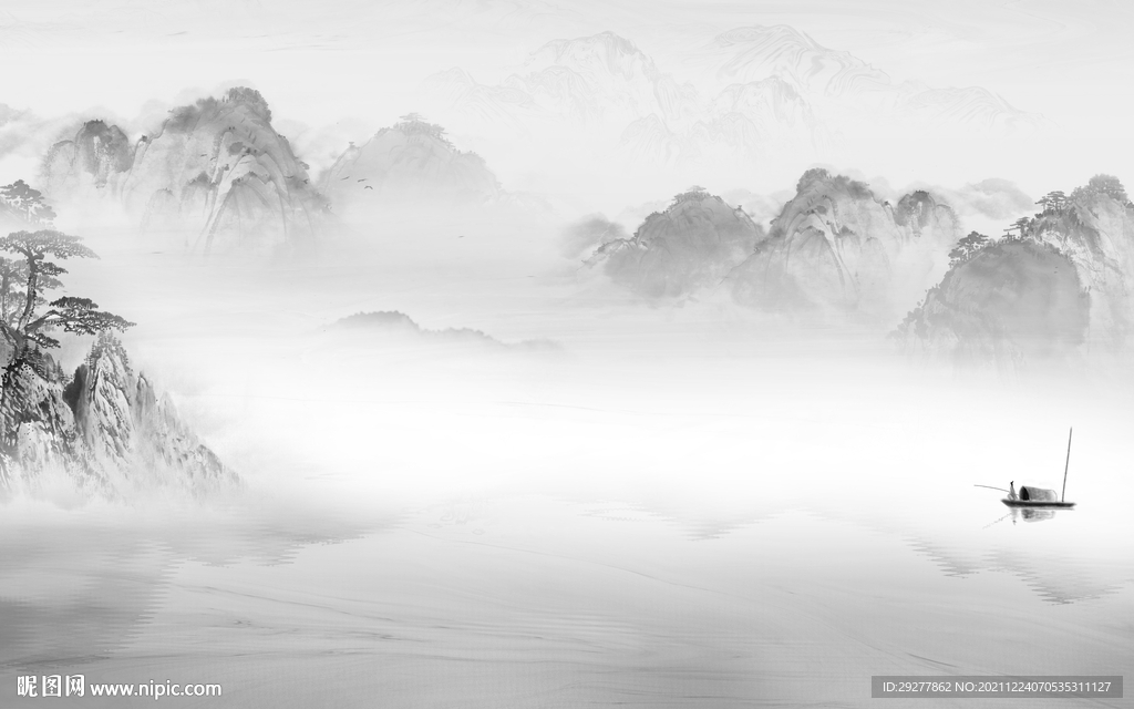 电视 灰色高雅山水 tif分层