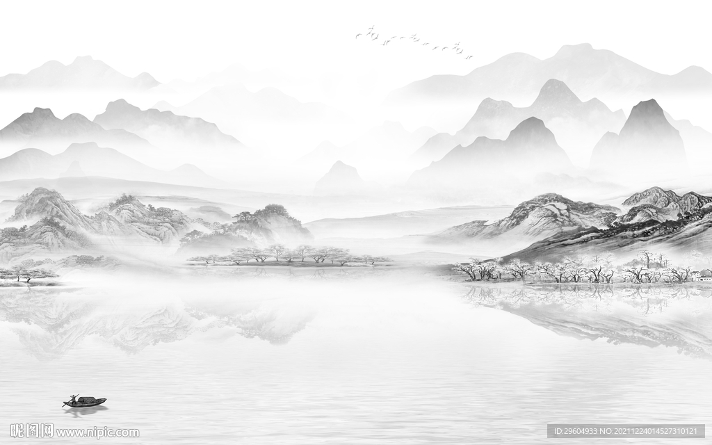 大气灰色山水背景 tif分层