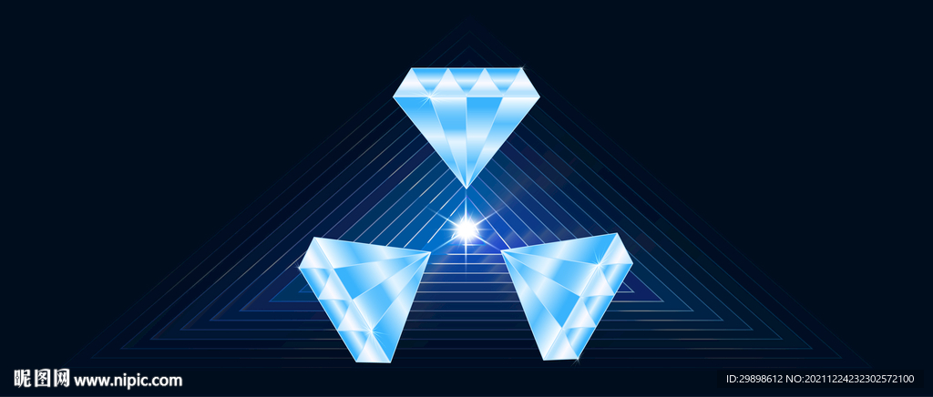钻石三角形通用蓝色科技背景图