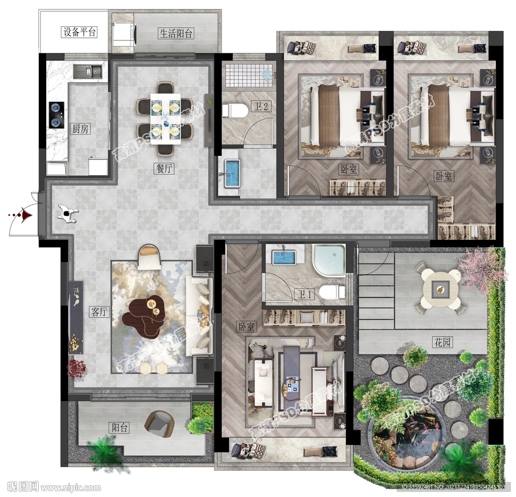 室内户型彩平图