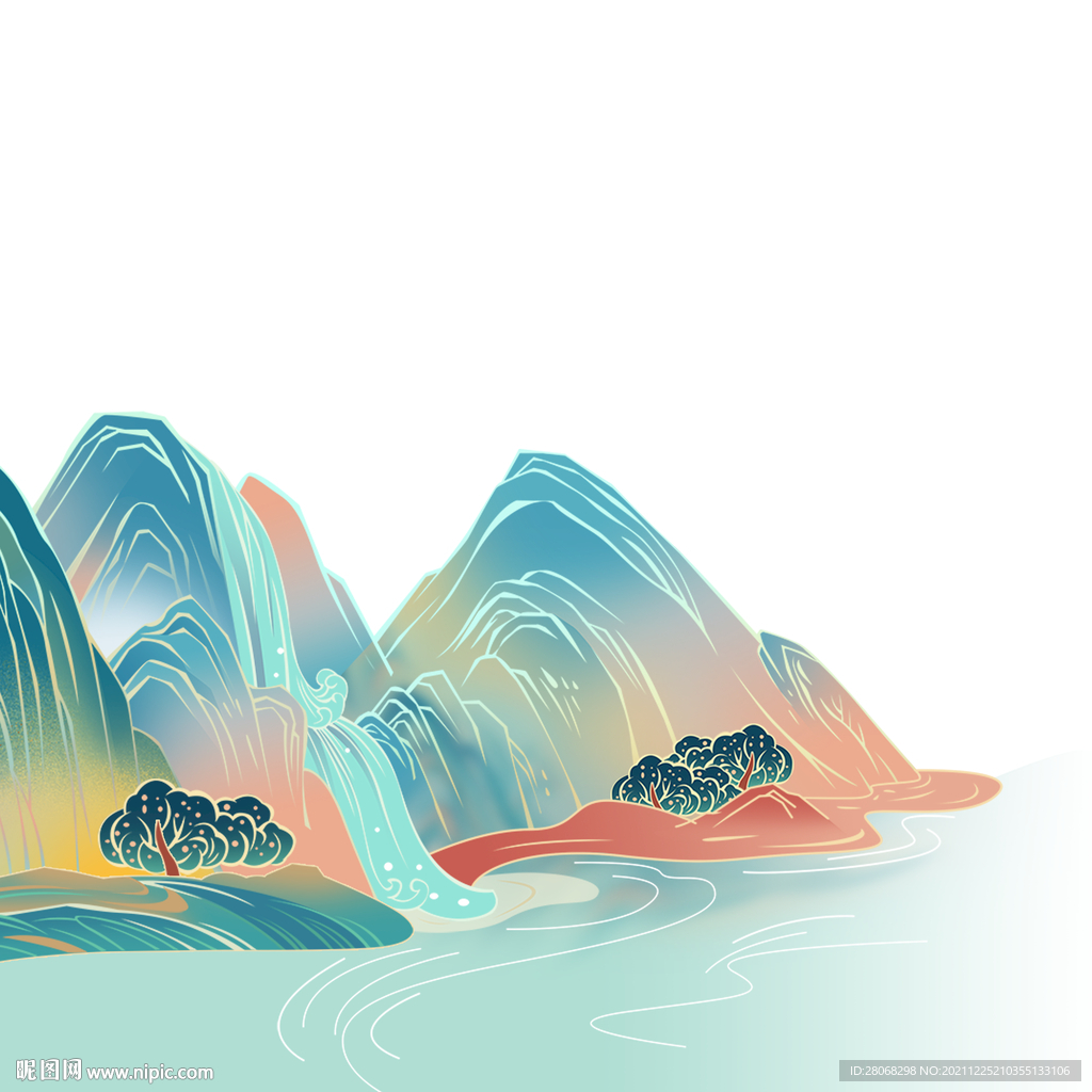 插画国潮背景元素