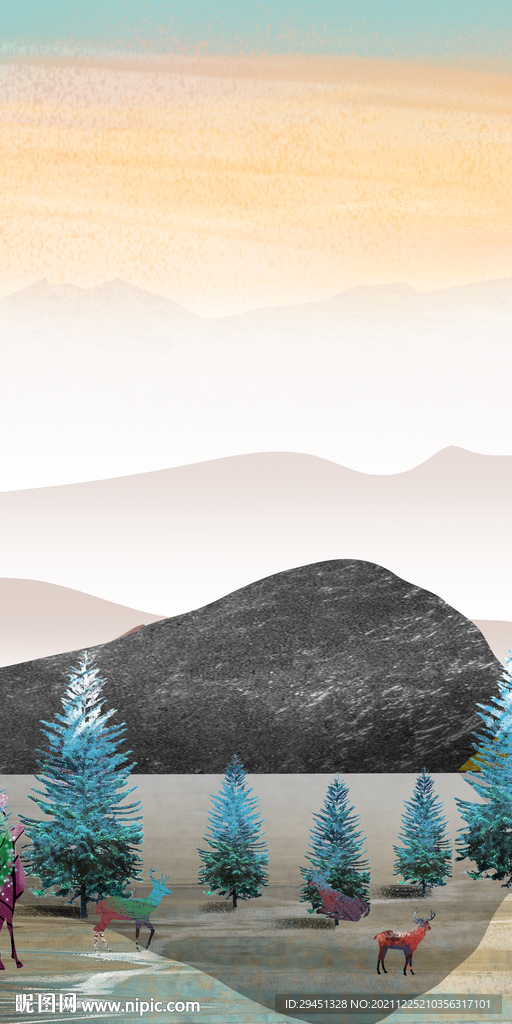 新款现代玄关画 TIF分层图