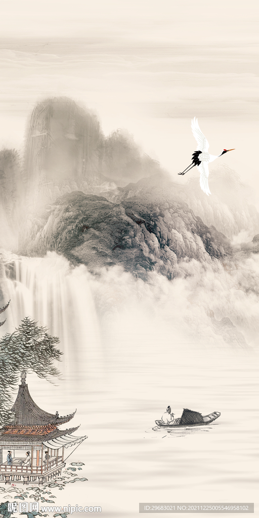 高档 新玄关山水图 TIF分层