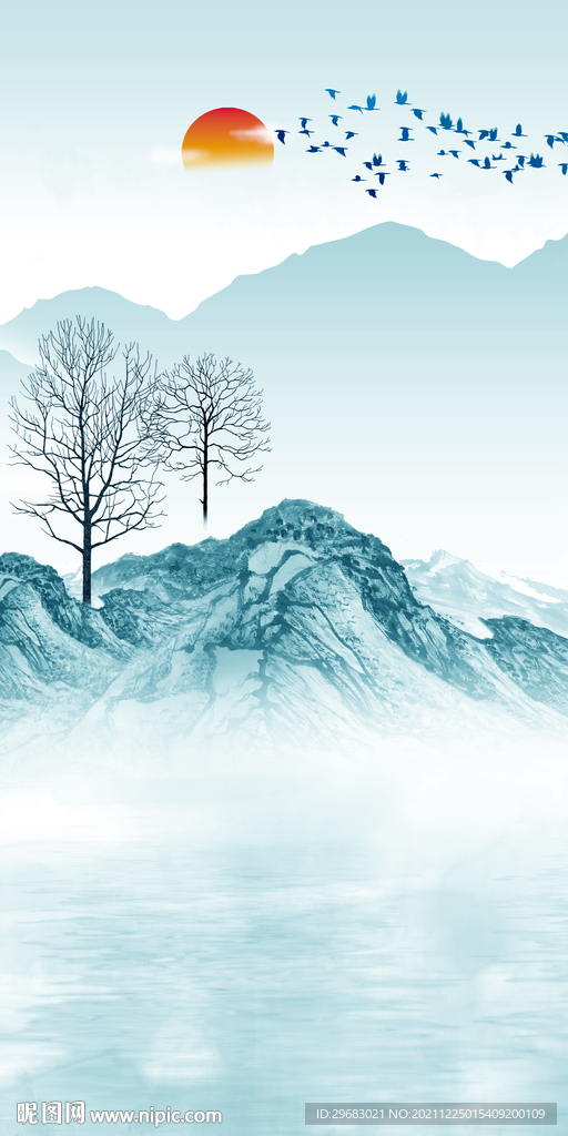 大气简约玄关山水 TIF分层