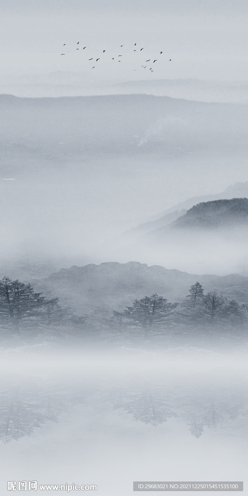 新中式简约玄关山水 TIF分层