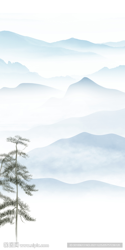 新中式家装玄关山水 tif分层