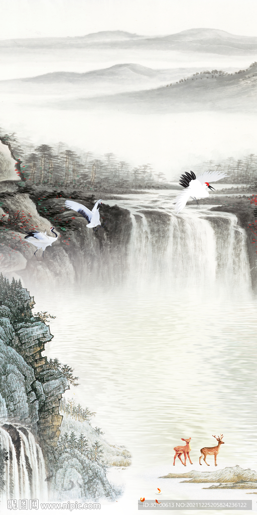 别墅 简约山水玄关 tif分层