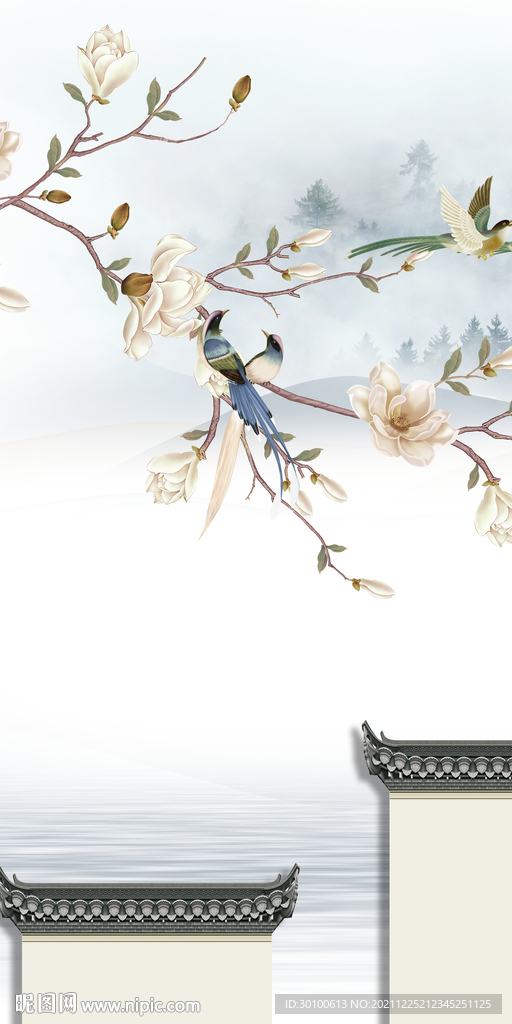 徽派 家装玄关山水 tif分层