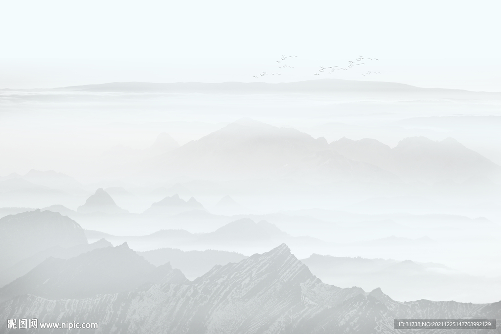 新中式山水画背景墙