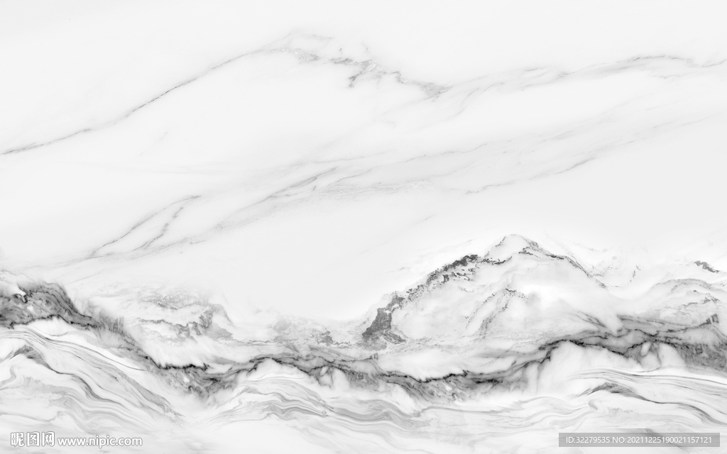 爵士白中式灰色山水 分层TIF