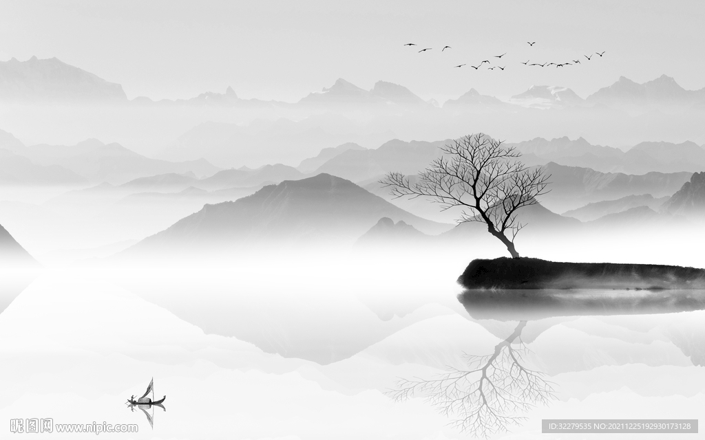 高端灰色爆款山水 分层TIF