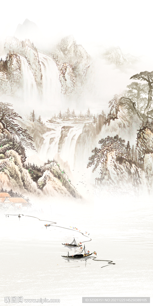 国画 意境玄关框画 TiF分层