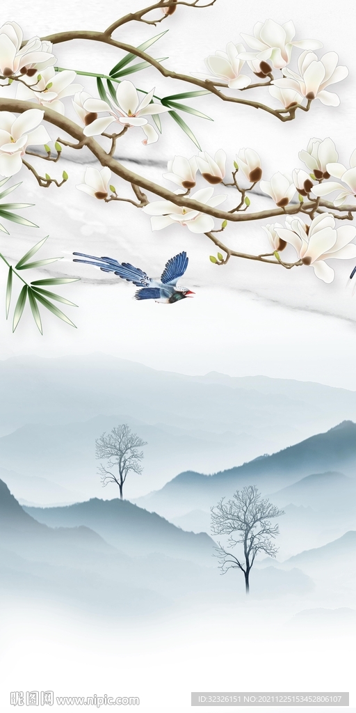 新中式现代玄关框画 TiF分层