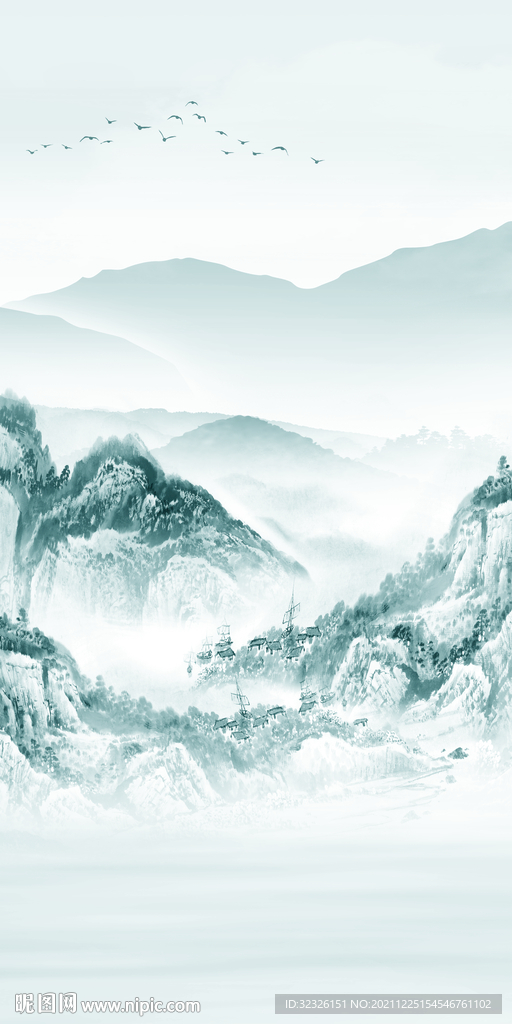 高清 意境玄关框画 TiF分层