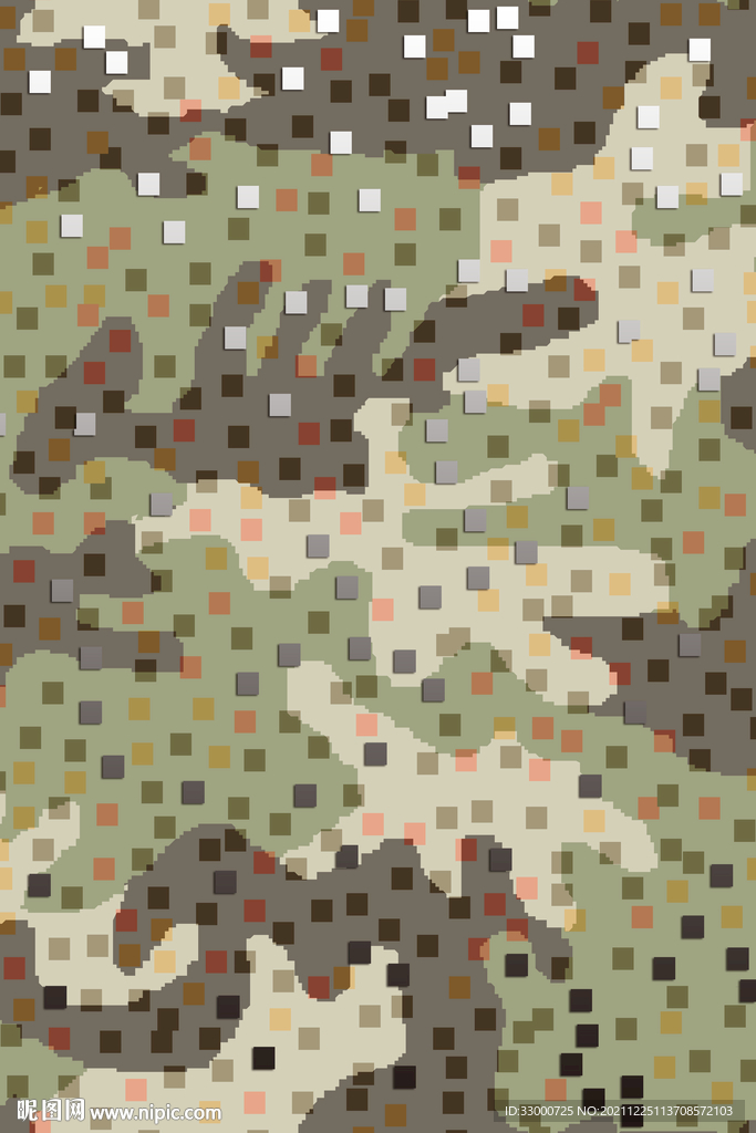 马赛克迷彩服装印花图案