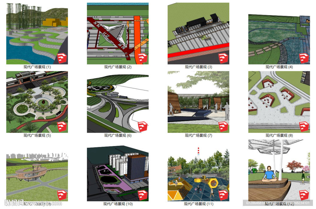 某广场公园景观规划SU模型