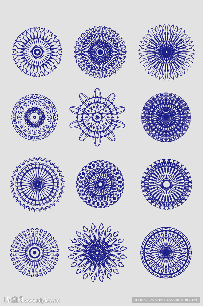 矢量圆形花边图形花纹