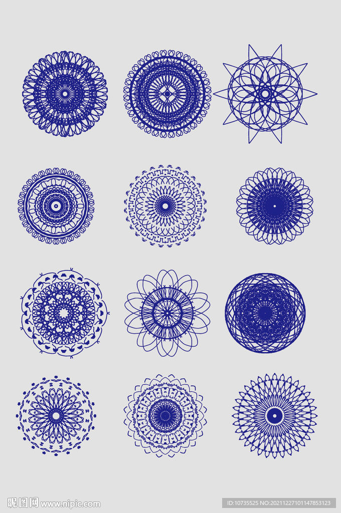 AI矢量圆形花纹图形