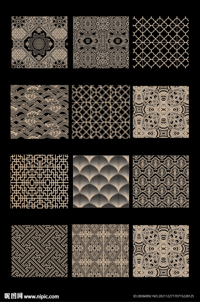 矢量中式花纹底纹背景