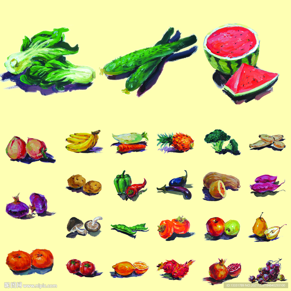 果蔬水粉画