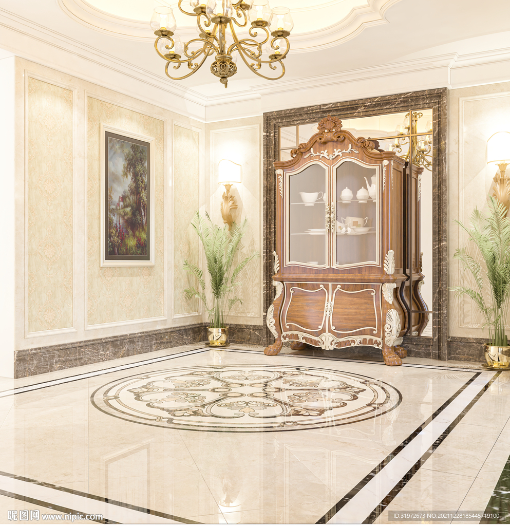 欧式餐厅场景3D软装空景