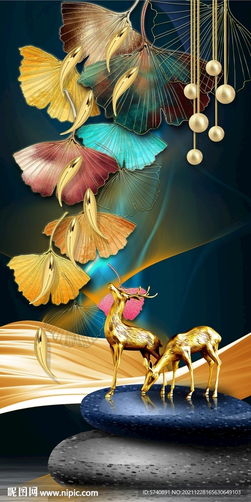 银杏麋鹿九鱼玄关