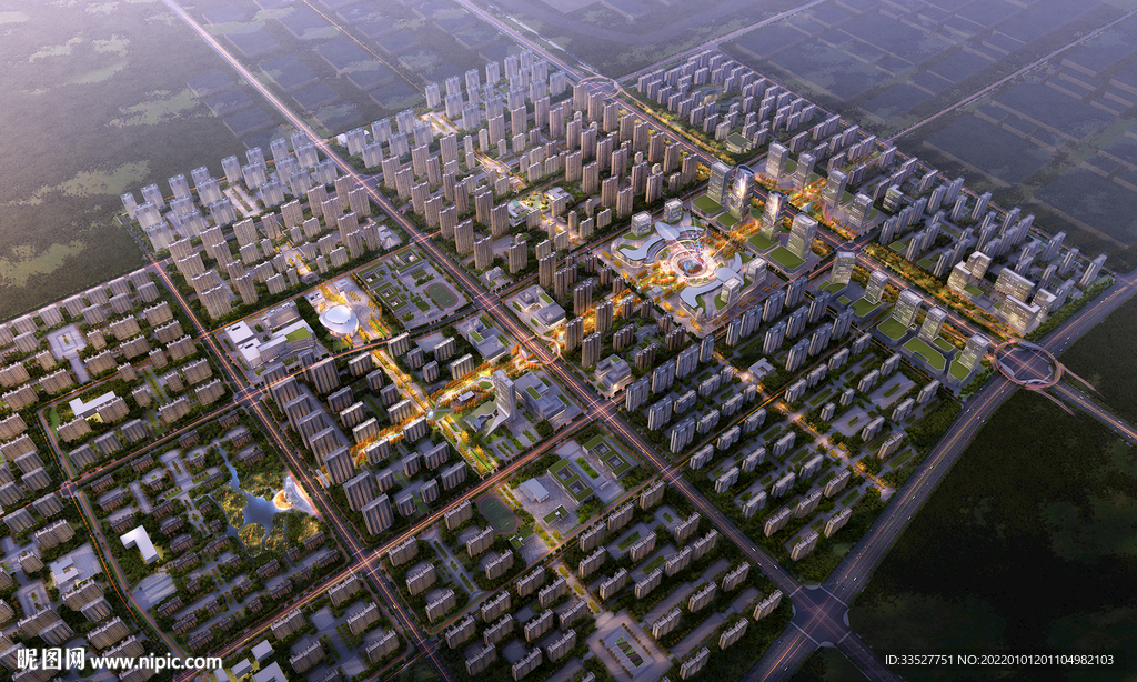 城市规划鸟瞰效果图