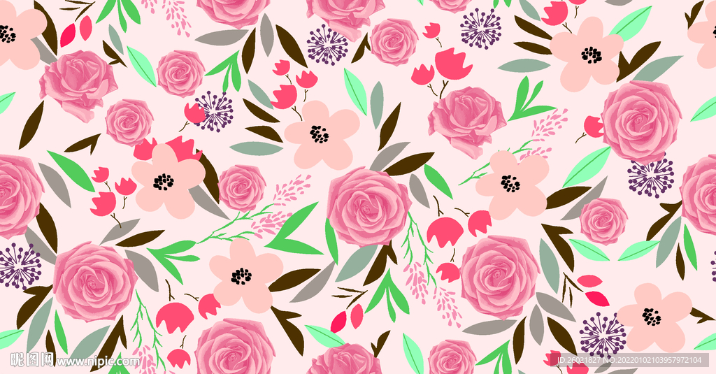 小清新小碎花数码印花