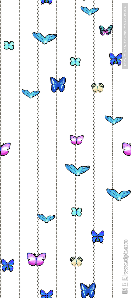 蝴蝶线条数码印花