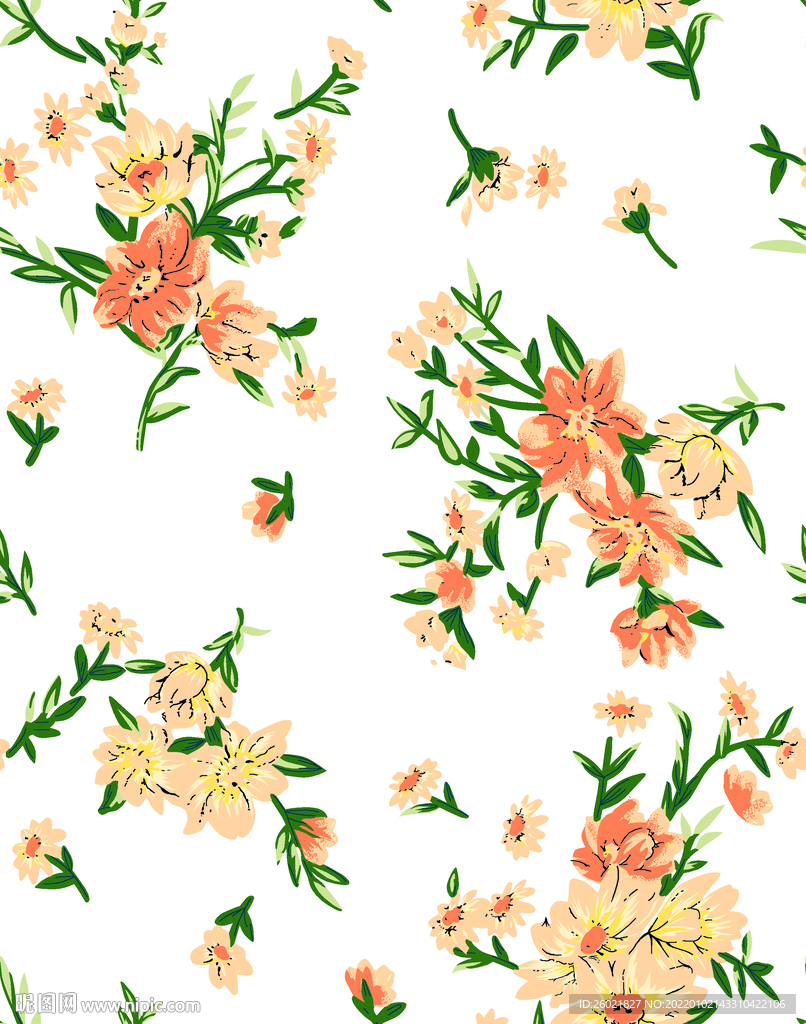 小清新小碎花数码印花