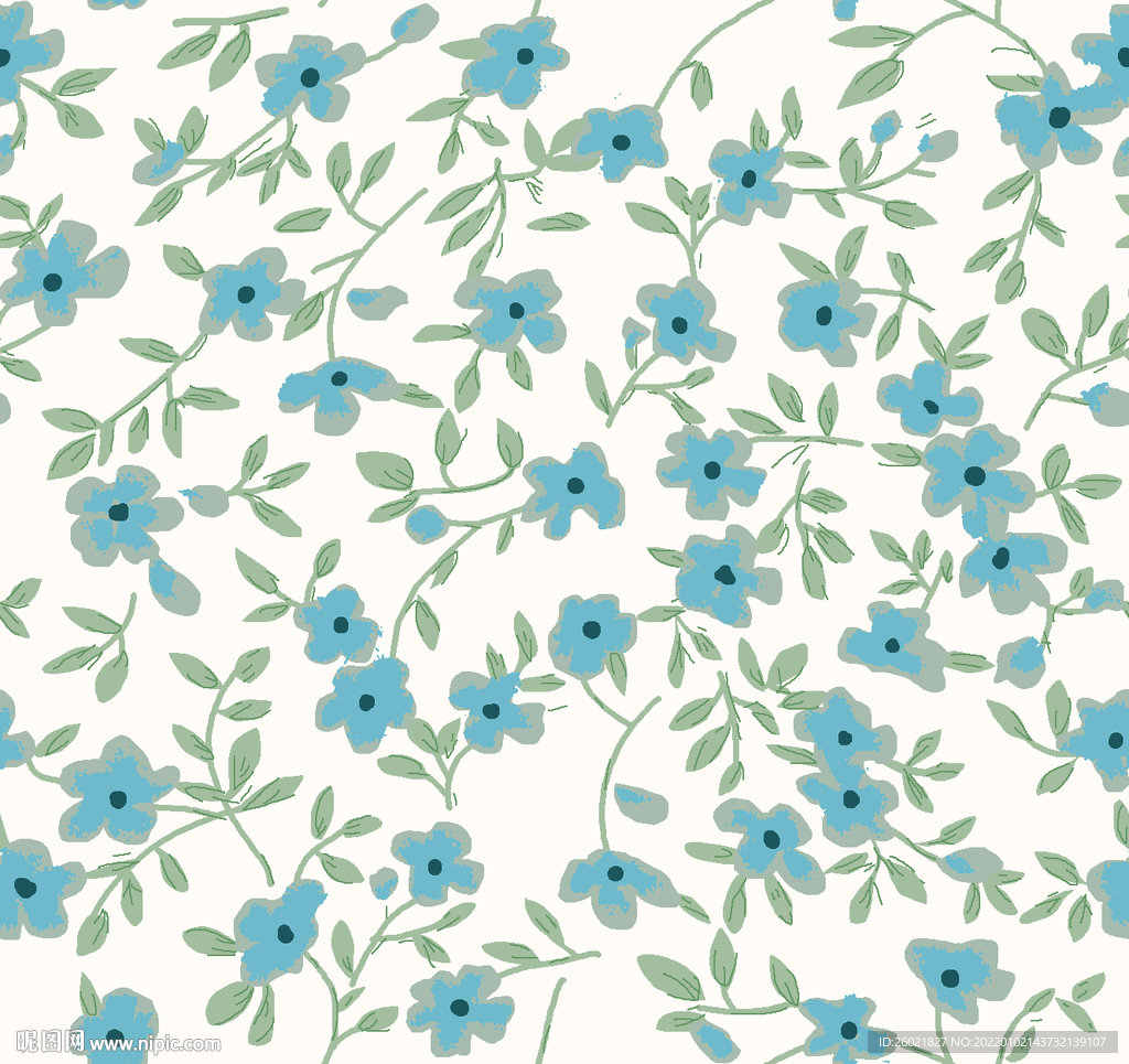 小清新小碎花数码印花