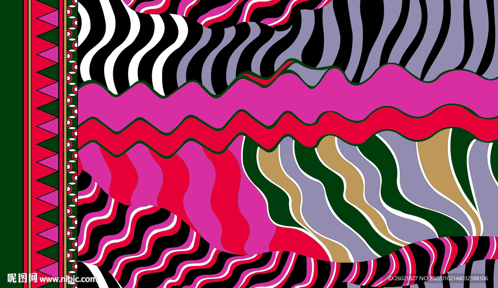 单边定位花斑马纹条纹数码印花