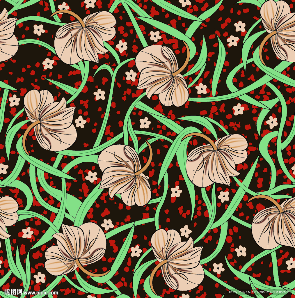 小清新数码印花碎花