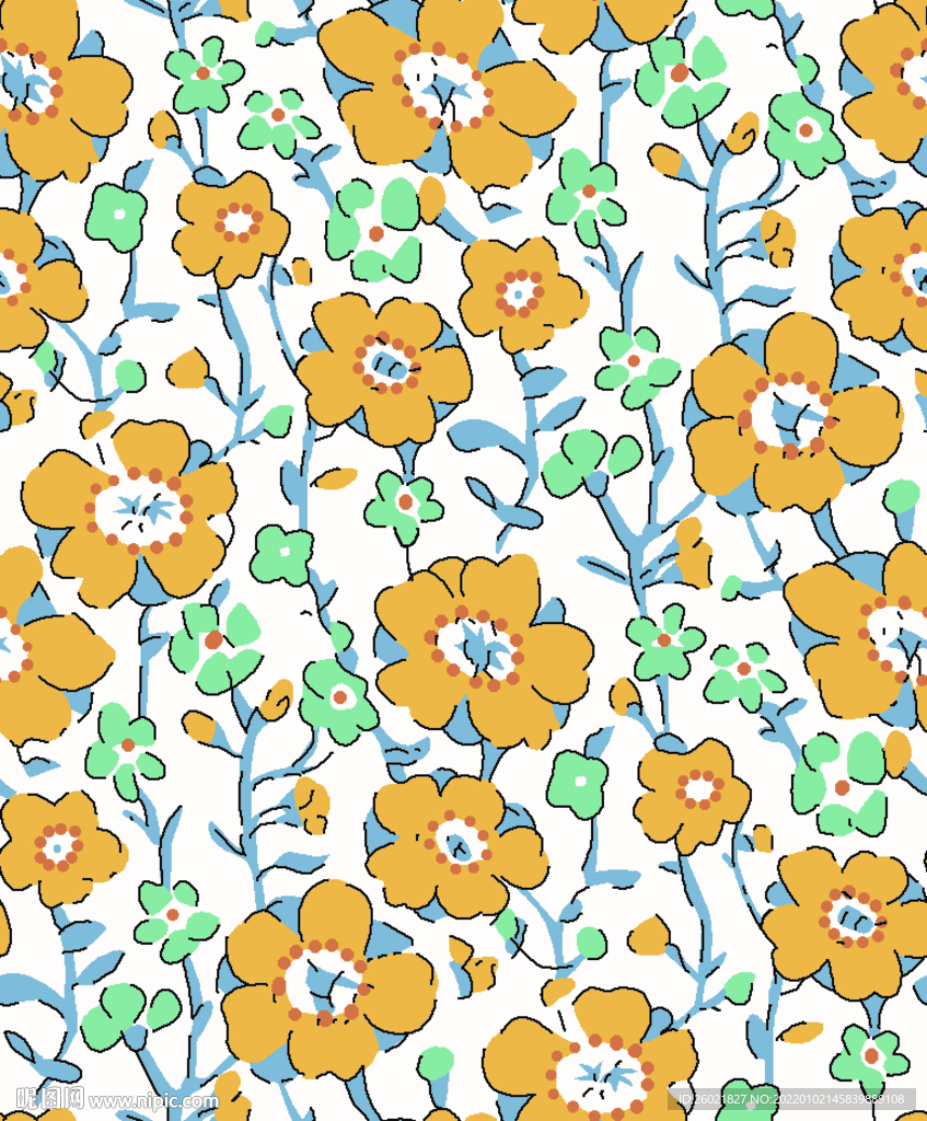 小清新小碎花数码印花