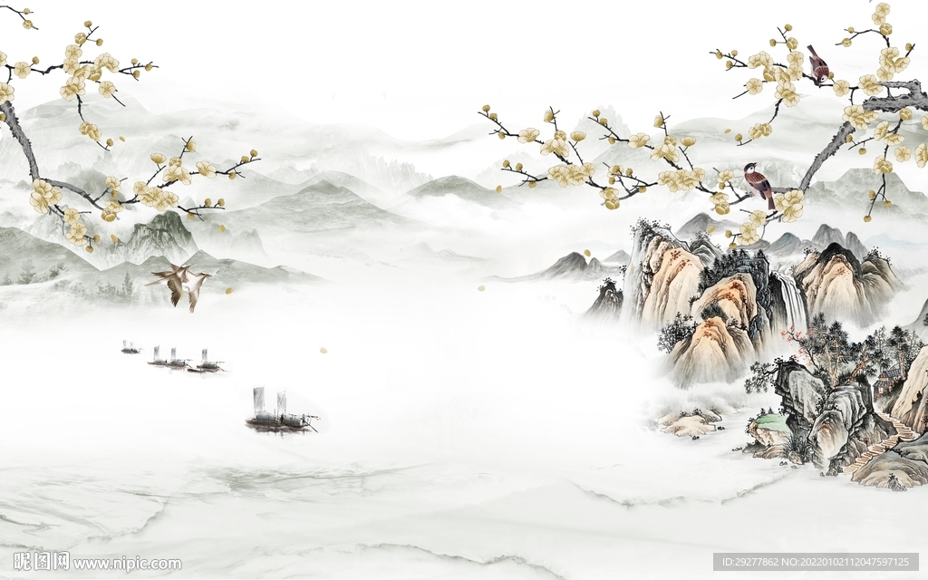 高清 山水新背景画 tif分层