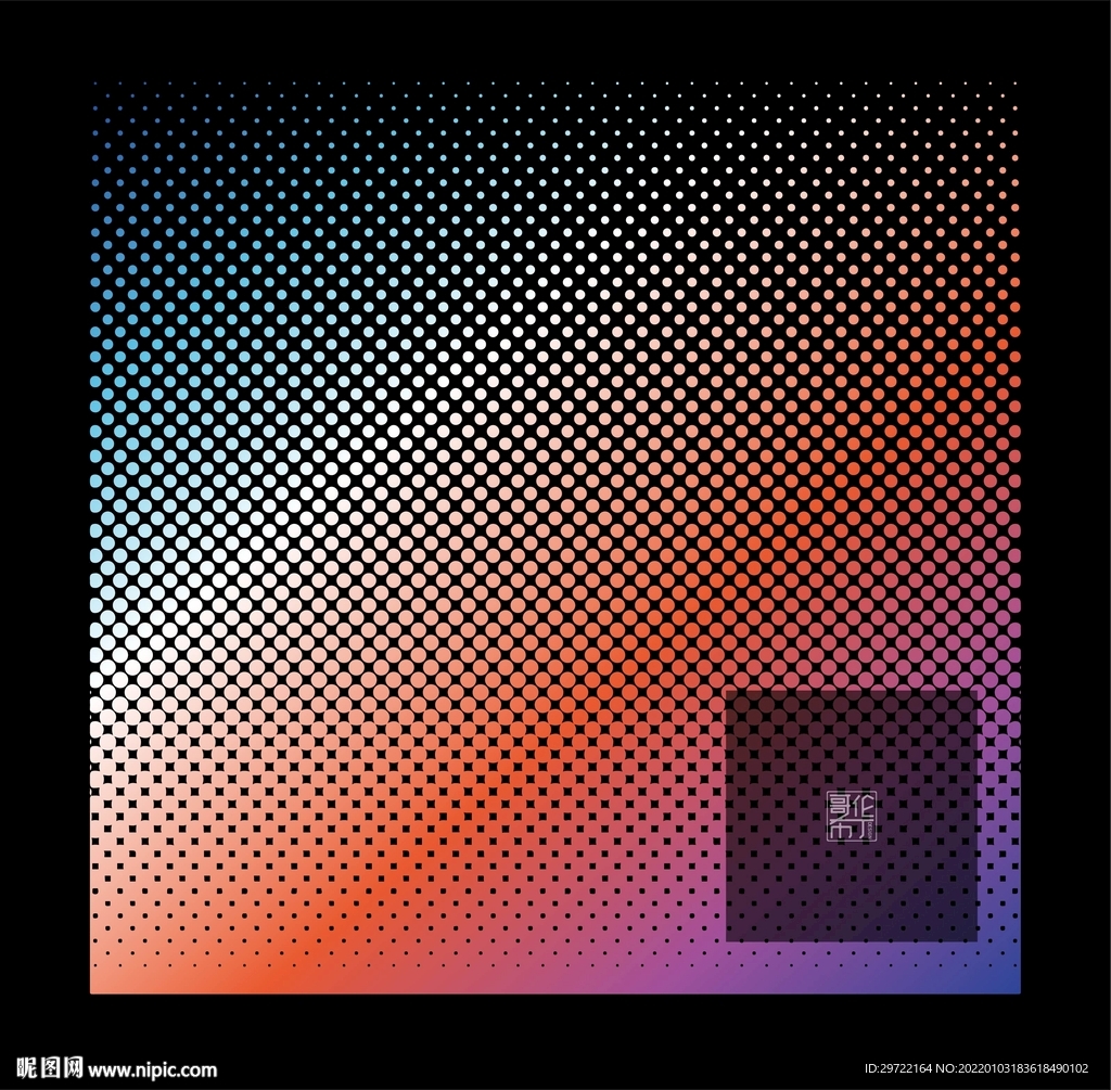 彩色半调波点矢量图案
