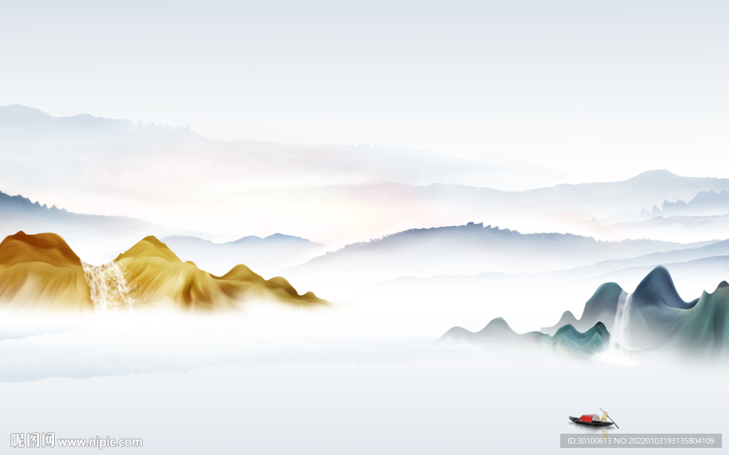 新款 客厅背景山水 tif分层