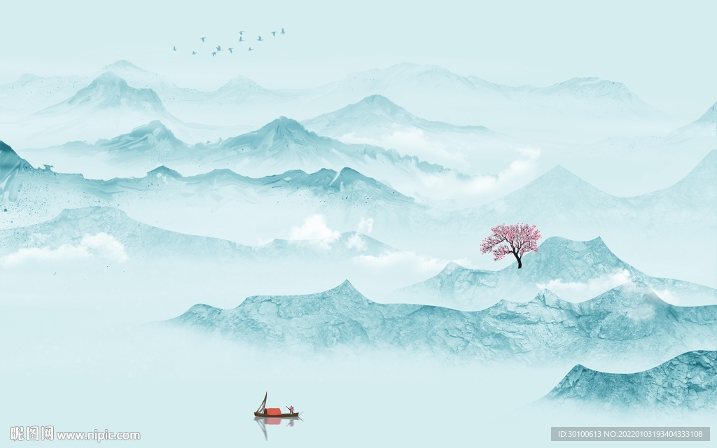 最新 客厅背景山水 tif分层