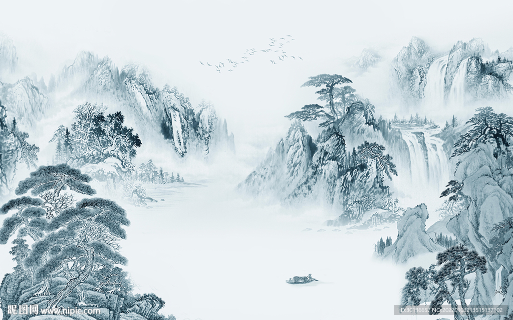 新款电视山水画 tif分层图